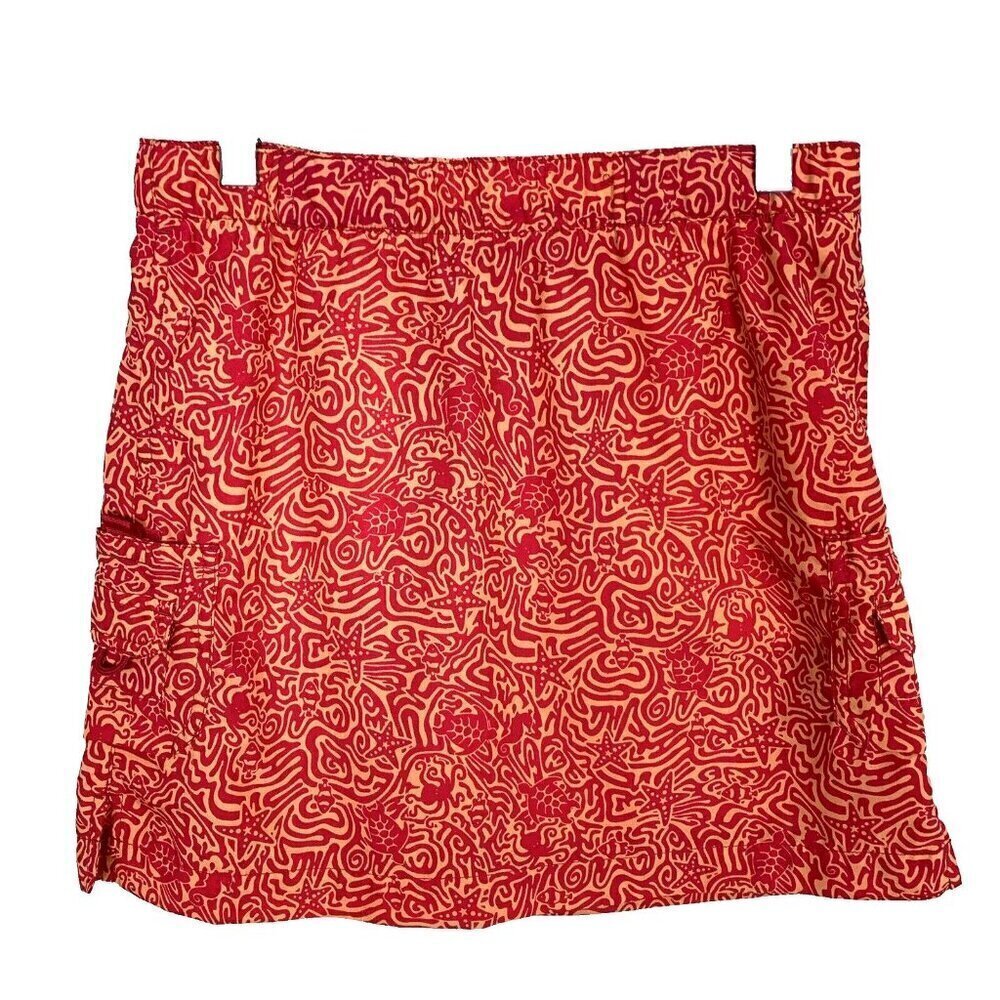 Columbia Skirt Orange Red Pockets Pull On Elastic Waist Outdoor Girls Youth‎ M